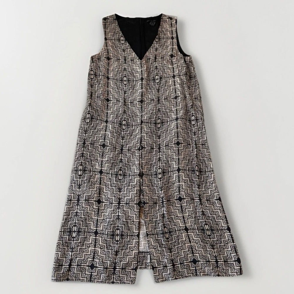 Club Monaco 100% Silk Romper Dress Womens 4 Moroccan Geometric Boho Minimalist